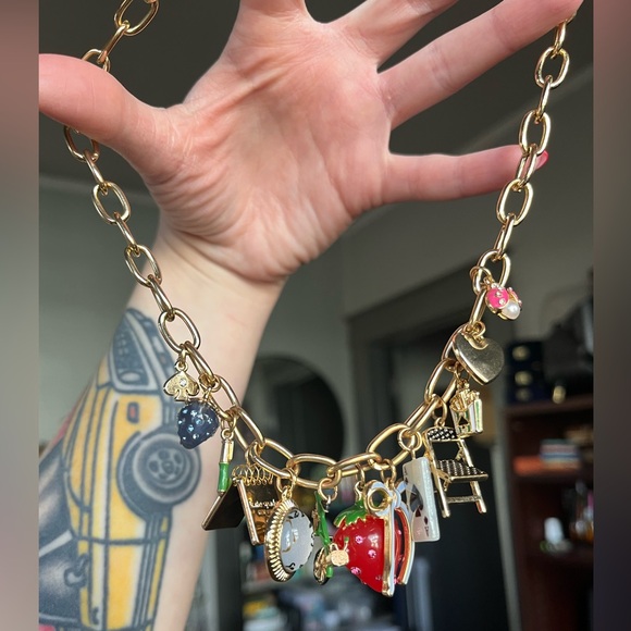 Kate Spade X Target Gold Colored Charm Necklace with Multicolor Accents USED - Picture 5 of 16